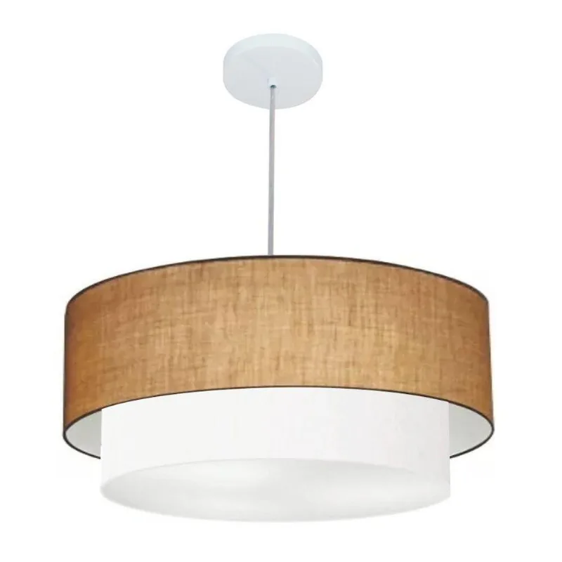 Pendente Cilíndrico Palha E Branco Mj-4352