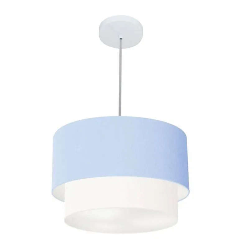 Pendente Cilíndrico Azul Bebê E Branco Mj-4354