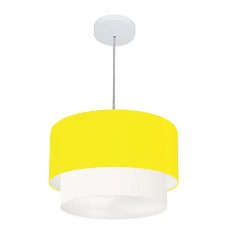 Pendente Cilíndrico Amarelo E Branco Mj-4354