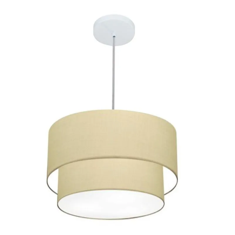 Pendente Cilíndrico Bege Mj-4354 Para Mesa De Jantar