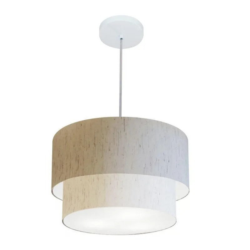 Pendente Cilíndrico Linho Bege Mj-4354