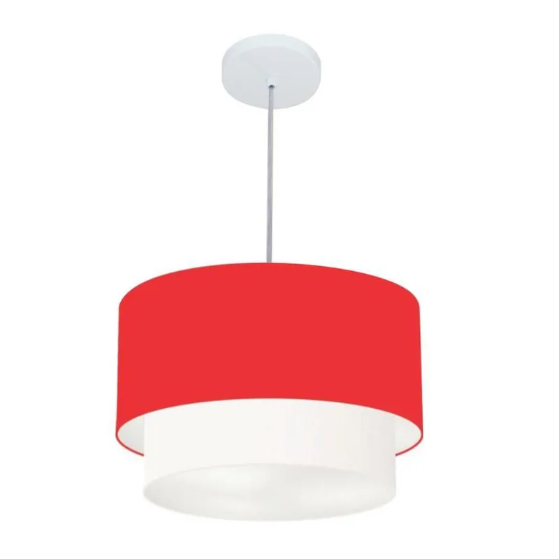 Pendente Cilíndrico Vermelho E Branco Mj-4354
