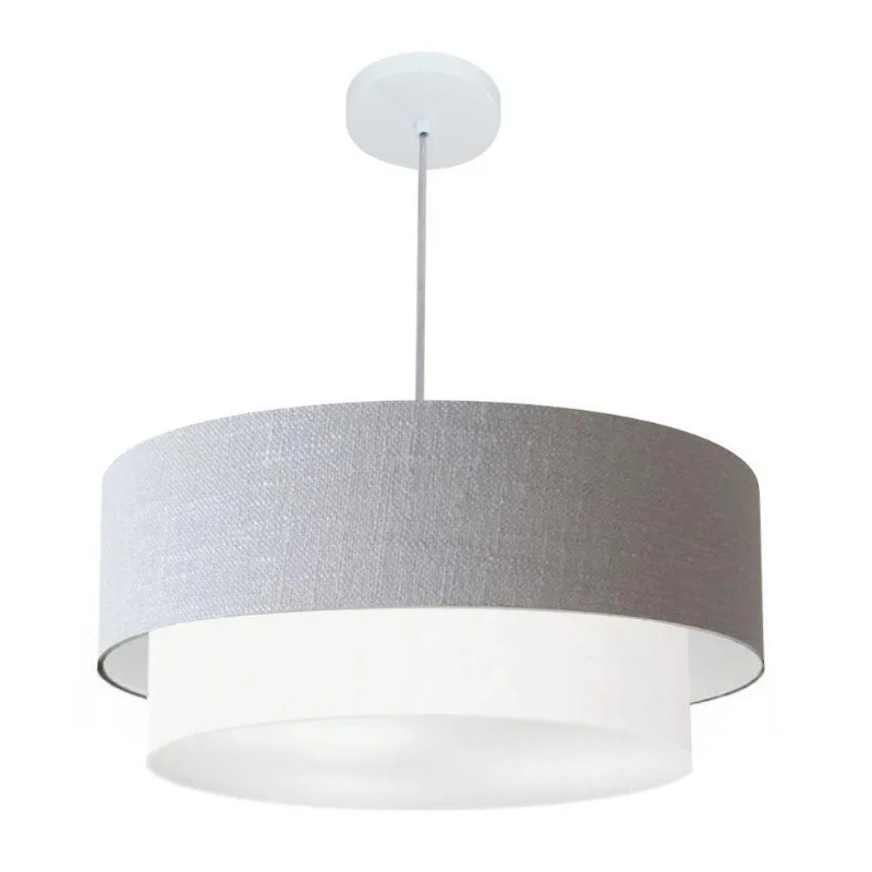Pendente Cilíndrico Rustico Cinza E Branco Mj-4357