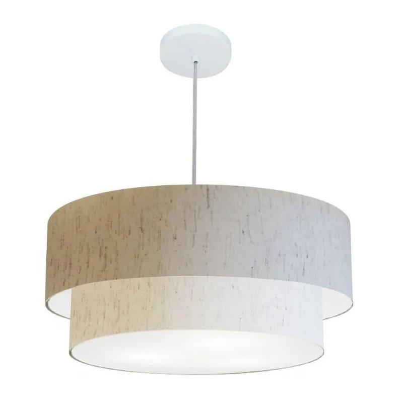 Pendente Cilíndrico Linho Bege Mj-4357