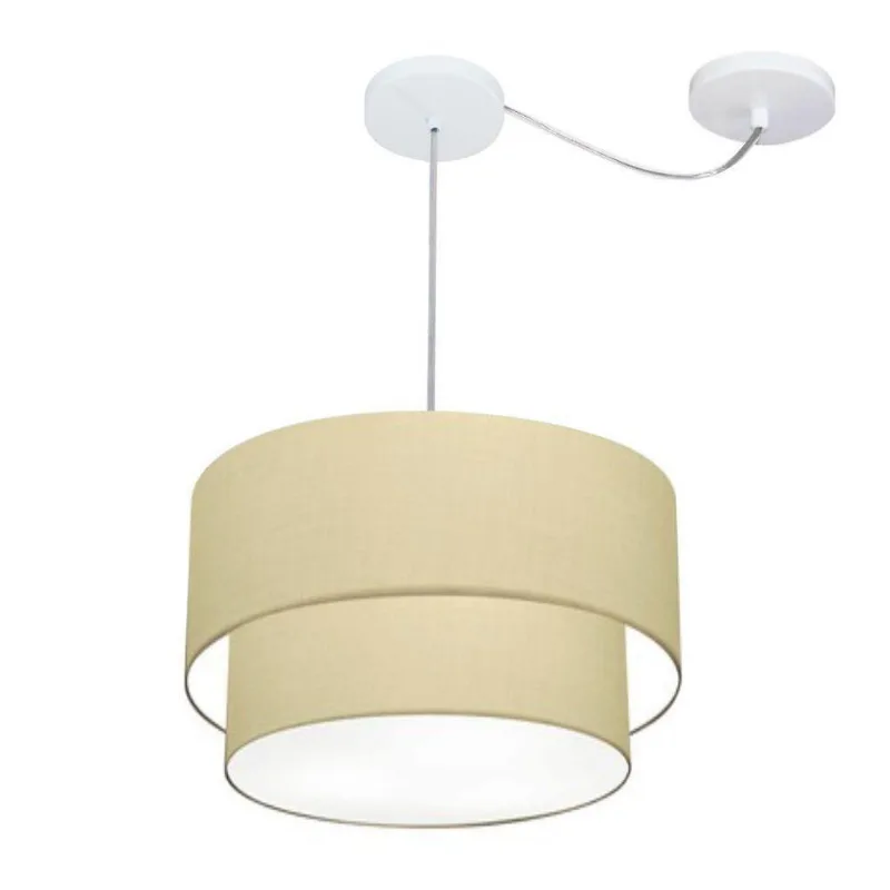 Pendente Cilíndrico Com Desvio Bege Mj-4359 Para Mesa De Jantar
