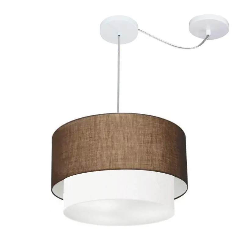 Pendente Cilíndrico Com Desvio Café E Branco Mj-4359