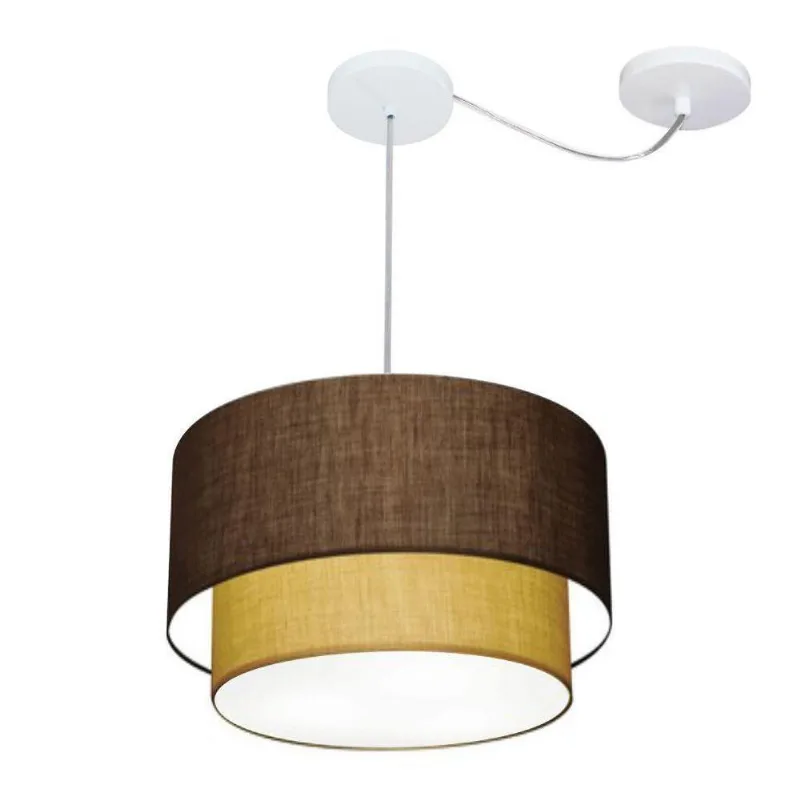 Pendente Cilíndrico Com Desvio Café E Palha Mj-4359