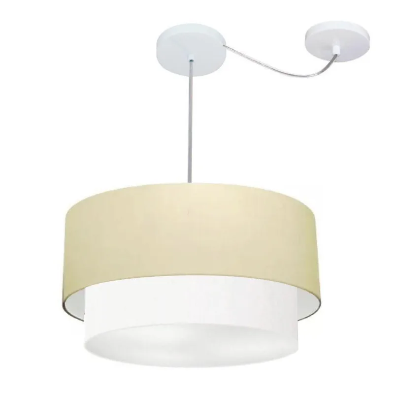 Pendente Cilíndrico Com Desvio Bege E Branco Mj-4360