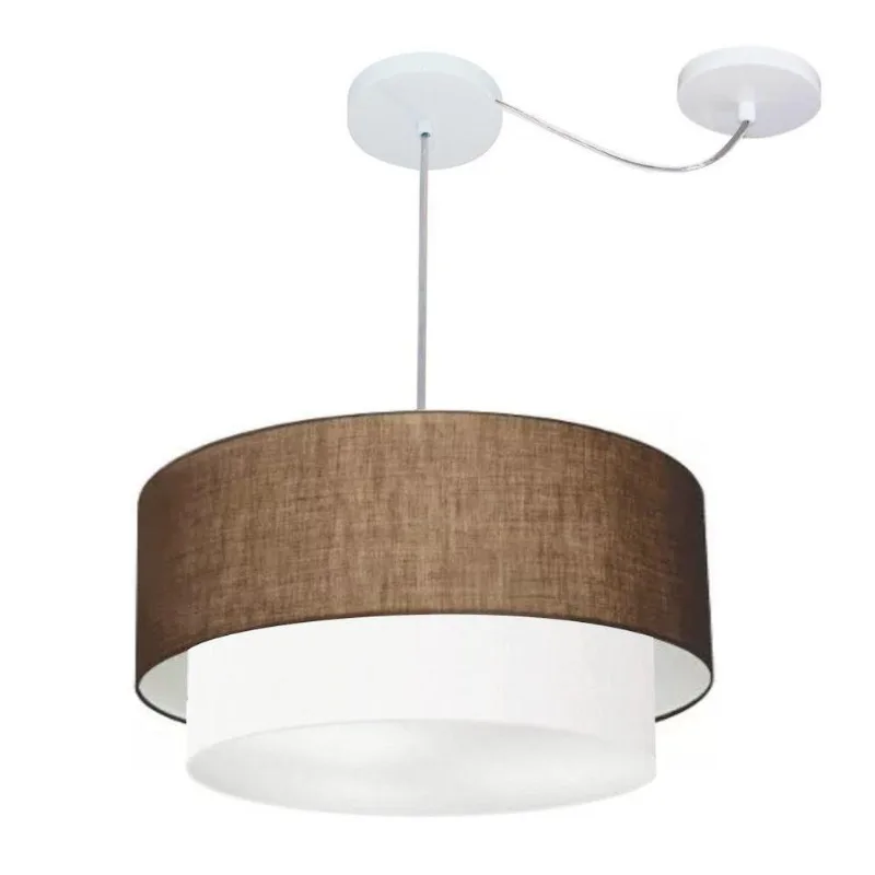 Pendente Cilíndrico Com Desvio Café E Branco Mj-4360