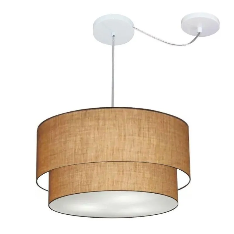 Lustre Pendente MJ-4360 Duplo Cilíndrico Com Desvio Para Mesa de Jantar Palha Vivare Brasil