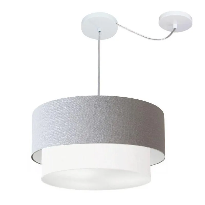 Pendente Cilíndrico Com Desvio Rustico Cinza E Branco Mj-4361