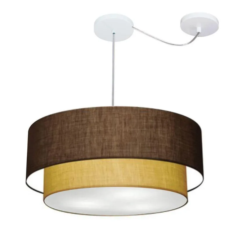 Pendente Cilíndrico Com Desvio Café E Palha Mj-4363