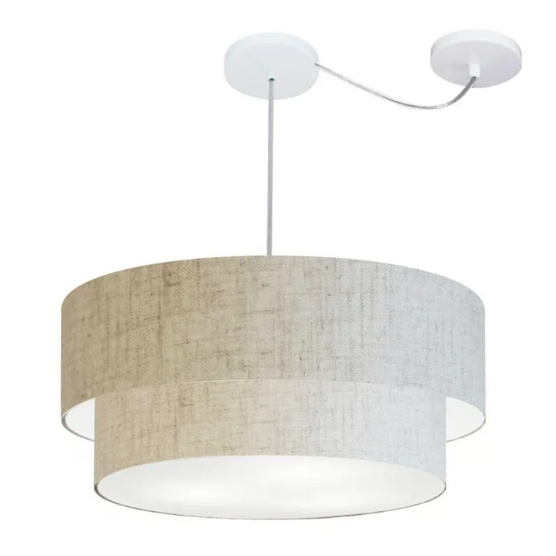 Pendente Cilíndrico Com Desvio Rustico Bege Mj-4363