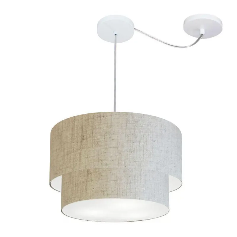 Pendente Cilíndrico Com Desvio Rustico Bege Mj-4364