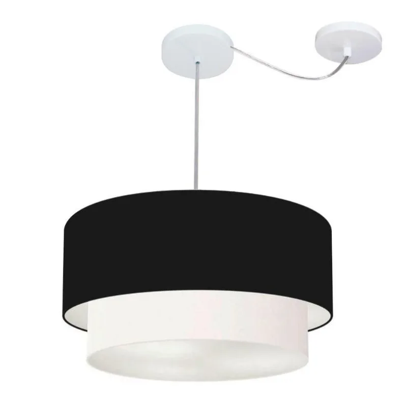 Pendente Cilíndrico Com Desvio Preto E Branco Mj-4366