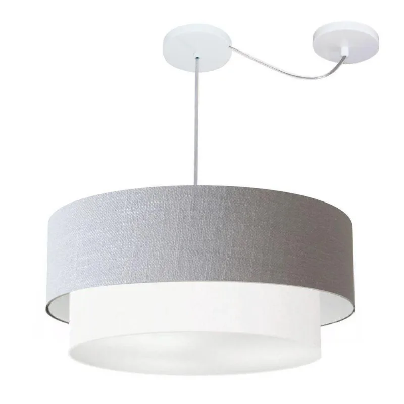Pendente Cilíndrico Com Desvio Rustico Cinza E Branco Mj-4367