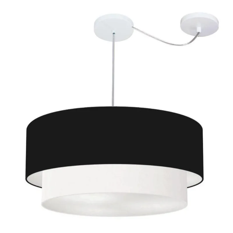 Pendente Cilíndrico Com Desvio Preto E Branco Mj-4367