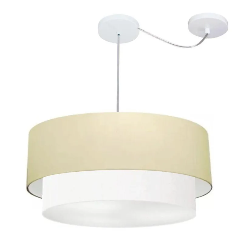 Pendente Cilíndrico Com Desvio Bege E Branco Mj-4368