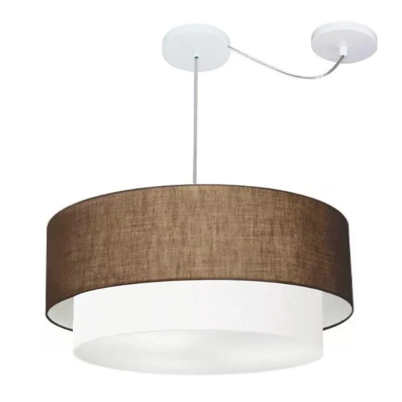 Pendente Cilíndrico Com Desvio Café E Branco Mj-4368