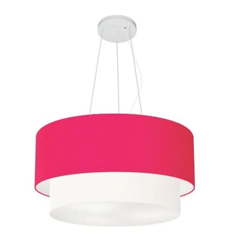 Pendente Cilíndrico Pink E Branco Mj-4369