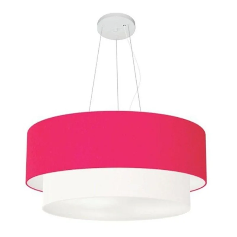 Pendente Cilíndrico Pink E Branco Mj-4370