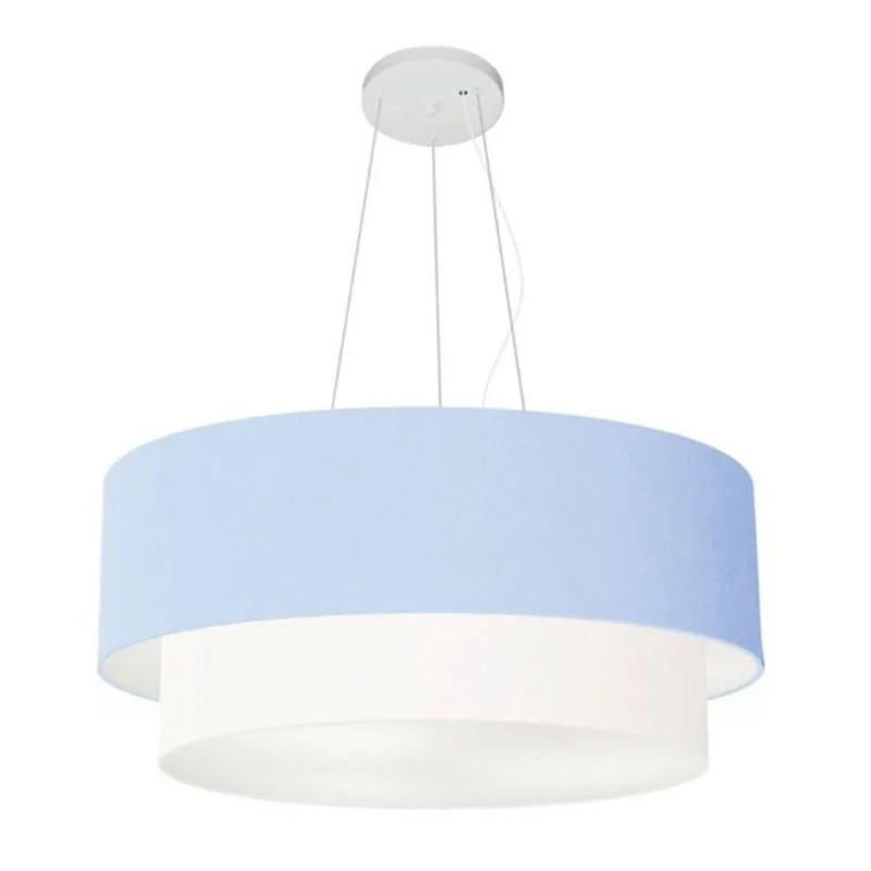 Pendente Cilíndrico Azul Bebê e Branco Mj-4371