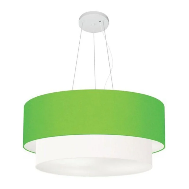 Pendente Cilíndrico Verde E Branco Mj-4371 Para Mesa De Jantar