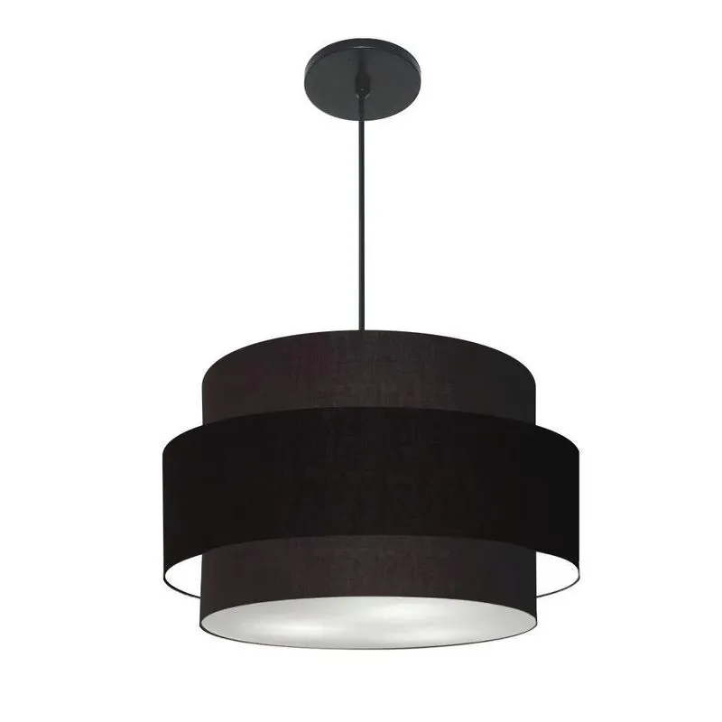 Lustre Pendente Cilíndrico MD-4384 Com Cúpula Em Tecido 50cm E Capacidade Para 3 Lâmpadas Preto