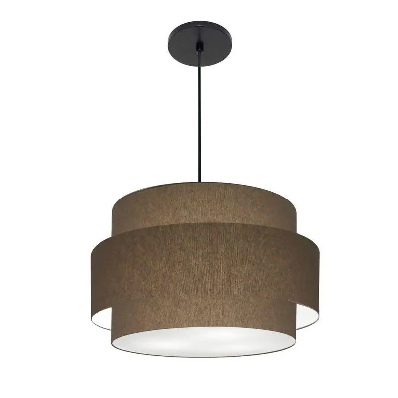 Lustre Para Sala De Jantar Vivare Md-4394 Cúpula Em Tecido 50cm Cáqui 127/220v