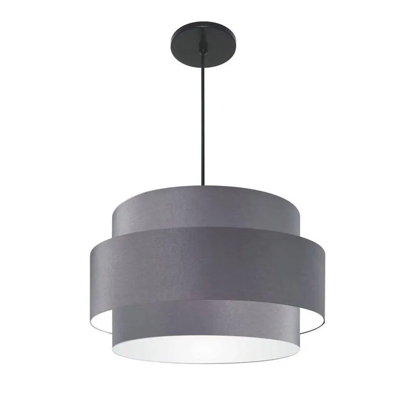 Lustre Para Sala De Jantar Vivare Md-4394 Cúpula Em Tecido 50cm Cinza-escuro 127/220v