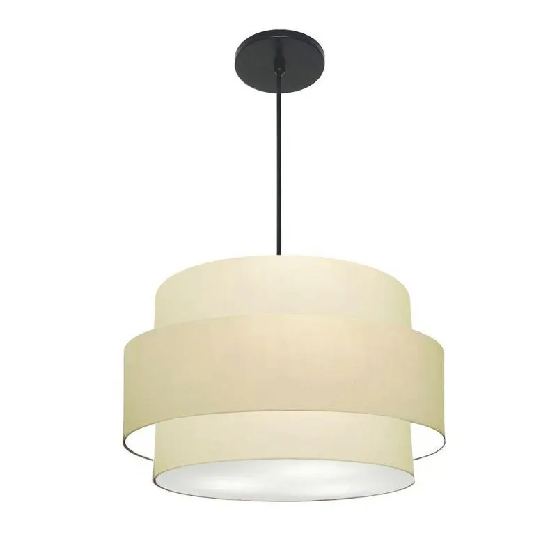 Lustre Para Sala De Jantar Vivare Md-4395 Cúpula Em Tecido 55cm Algodão-crú 127/220v