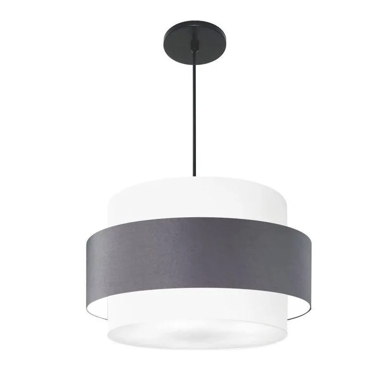 Lustre Para Sala De Jantar MD-4395 Cúpula Em Tecido 55cm Branco-cinza-escuro-branco Vivare Brasil