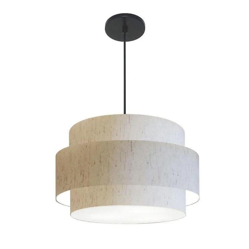 Lustre Para Sala De Jantar MD-4395 Com Cúpula Em Tecido Linho 55cm Grande Bege Vivare Brasil