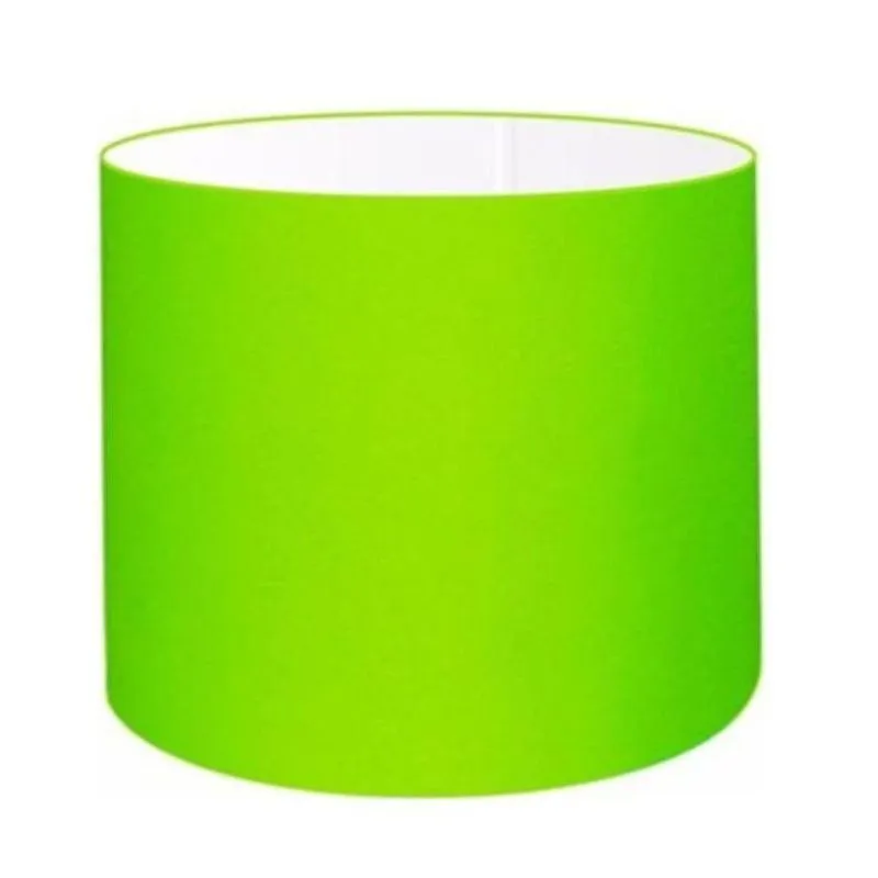 Cúpula Para Abajur CP-4999 Em Tecido Cilíndrica Algodão Cru Verde-Limão Vivare Brasil Iluminação