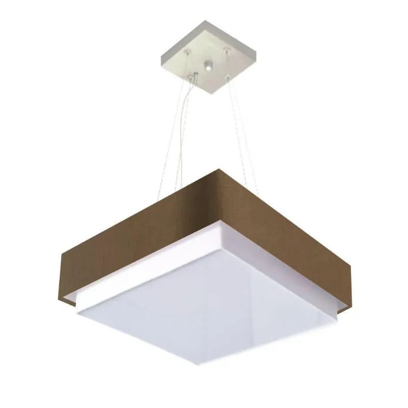 Lustre Para Sala De Jantar Vivare Md-4404 Cúpula Em Tecido 50x50cm Cor Cáqui Bivolt