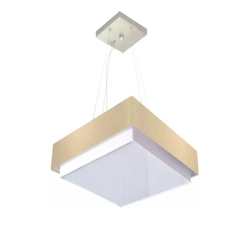 Lustre Para Sala De Jantar MD-4402 Cúpula Em Tecido Quadrado 40x40cm Algodão-Cru Vivare Brasil