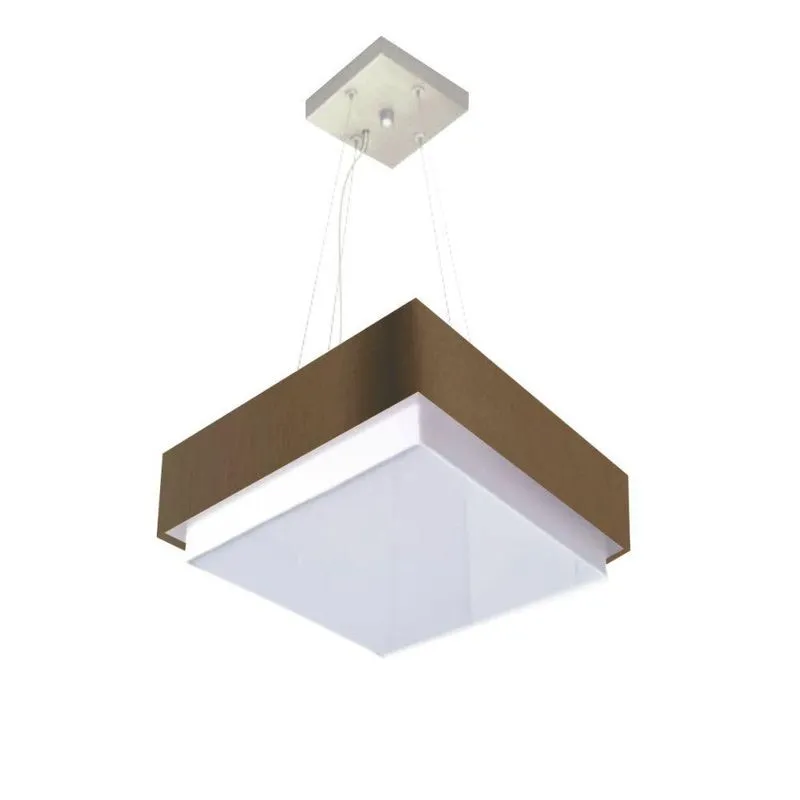 Lustre Para Sala De Jantar MD-4402 Cúpula Em Tecido Quadrada Pequeno Cáqui Vivare Brasil Iluminação