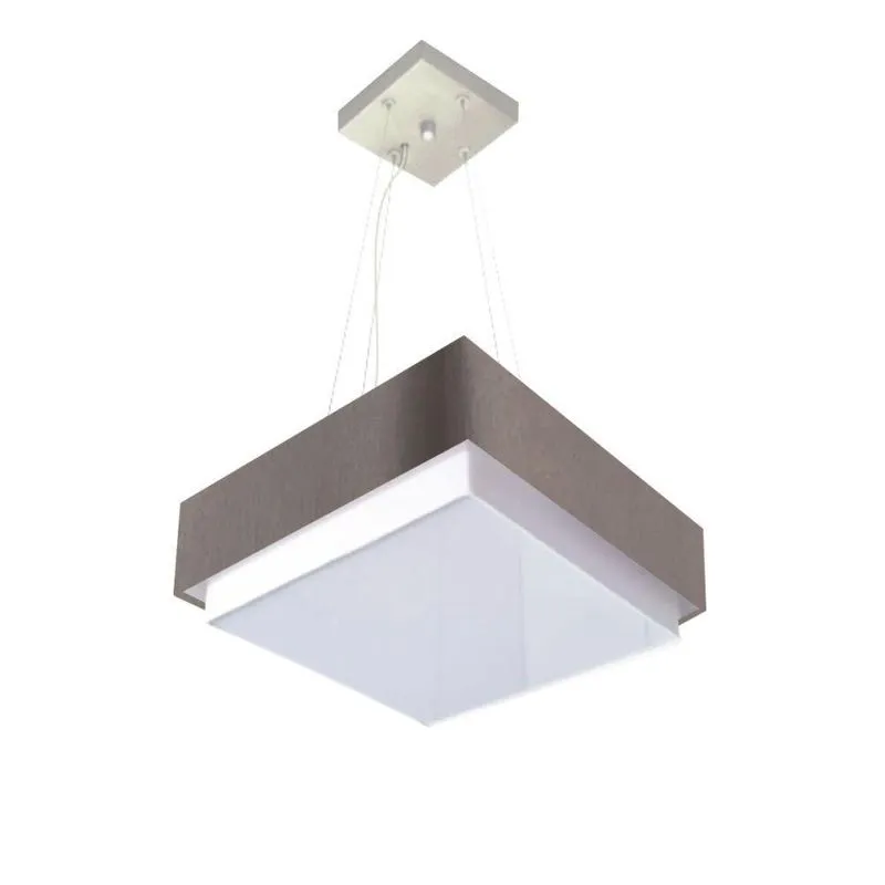 Lustre Para Sala De Jantar MD-4402 Cúpula Em Tecido 40x40cm Quadrada Cinza-Escuro Vivare Brasil