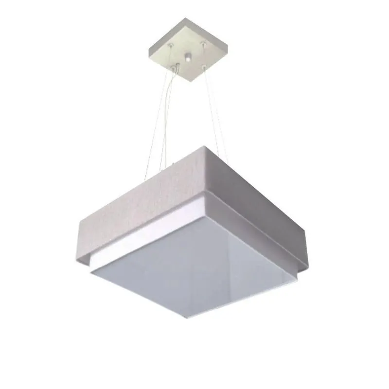 Lustre Para Sala De Jantar Vivare Md-4402 Cúpula Em Tecido 40x40cm Rustico-cinza 127/220v