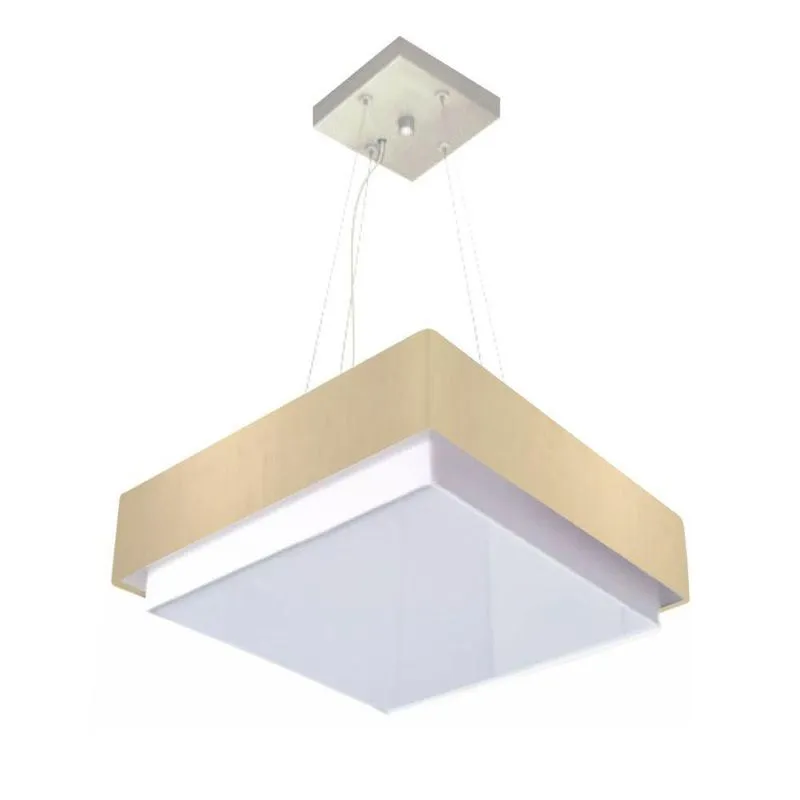 Lustre Para Sala De Jantar MD-4405 Cúpula Em Tecido Quadrado Algodão Cru Vivare Brasil Iluminação