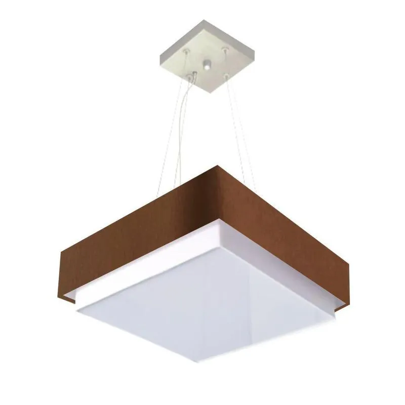 Lustre Para Sala De Jantar Md-4405 Cúpula Em Tecido 60x60cm Quadrado Café Vivare Brasil Iluminação