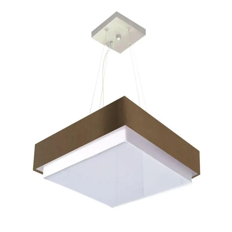 Lustre Para Sala De Jantar MD-4405 Cúpula Em Tecido 60x60cm Quadrado Grande Cáqui Vivare Brasil