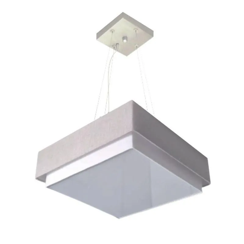 Lustre Para Sala De Jantar MD-4405 Cúpula Em Tecido 60x60cm Rústico-cinza Vivare Brasil Iluminação