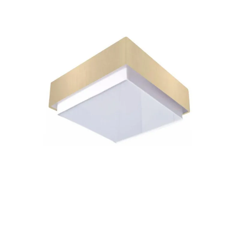 Plafon Quadrado Vivare Md-3089 Cúpula Em Tecido 40x40cm Algodão-crú Bivolt