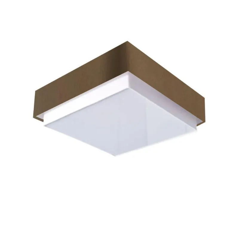 Plafon Quadrado Vivare Md-3090 Cúpula Em Tecido 45x45cm - Bivolt Cáqui 127/220v