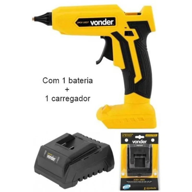 Pistola De Cola Quente Com 1 Bateria 4,0 Ah Ipcv 1837 Vonder