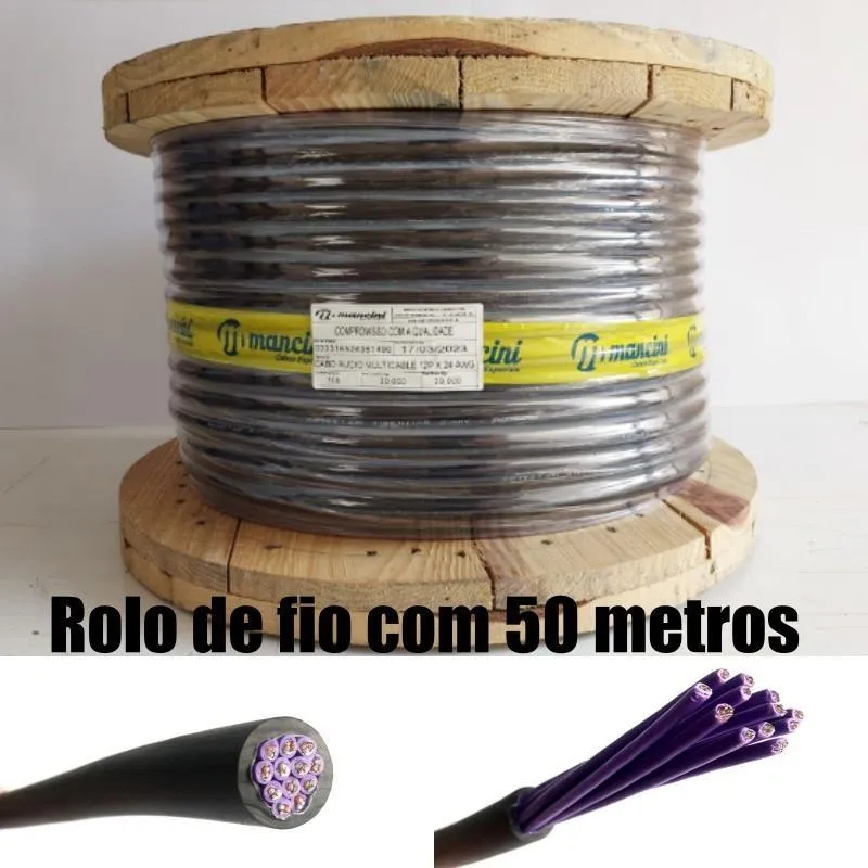 Cabo Áudio Multicabos 12p X 24awg Mancini - 50 Metros