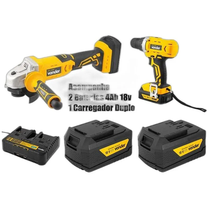 Esmerilhadeira Iev 1808 + Parafusadeira + 2 Baterias Vonder