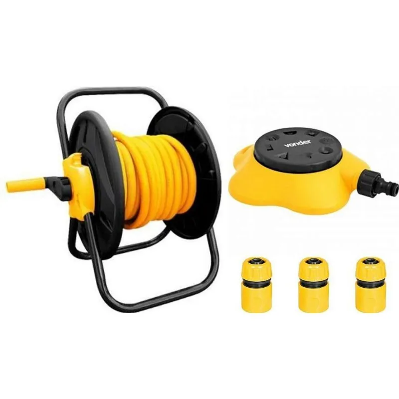 Suporte Enrolador S/ Rodas + Mangueira 20m + Aspersor Vonder