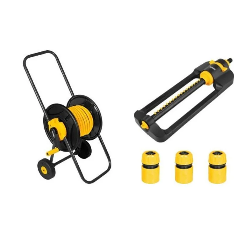 Suporte Enrolador C/Rodas + Mang 20M + Aspersor 17 Jatos Vonder
